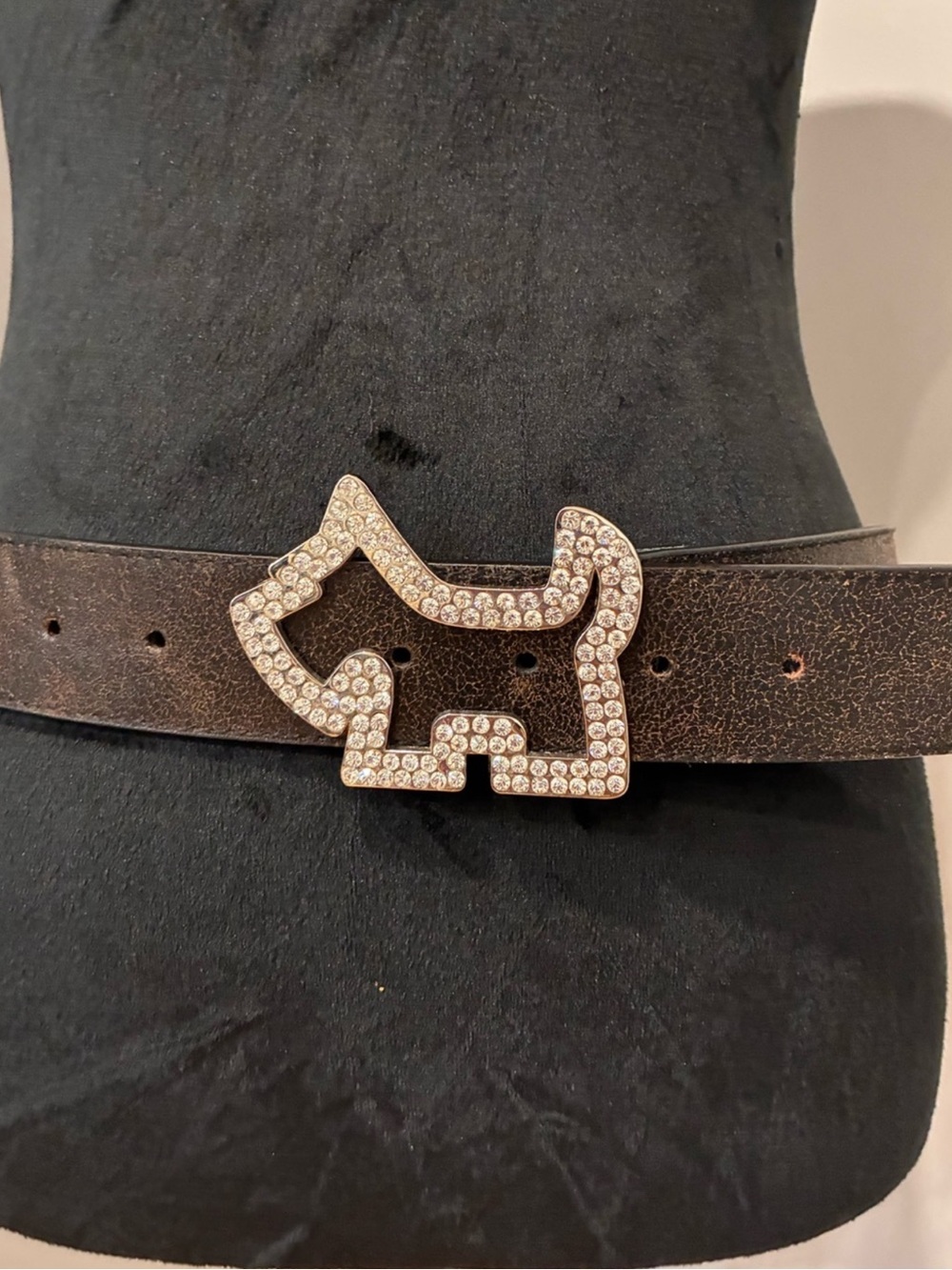 Joshua Peretz rhinestone dark brown belt XS / S
